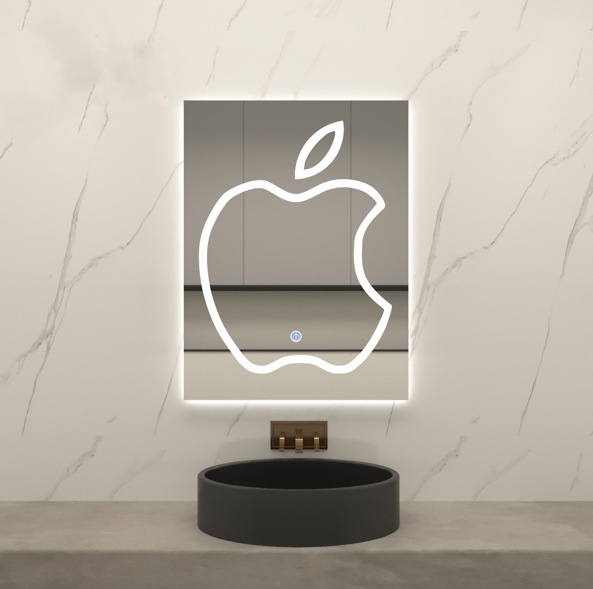 مرآة حمام مع ضوء LED مثبت على الحائط