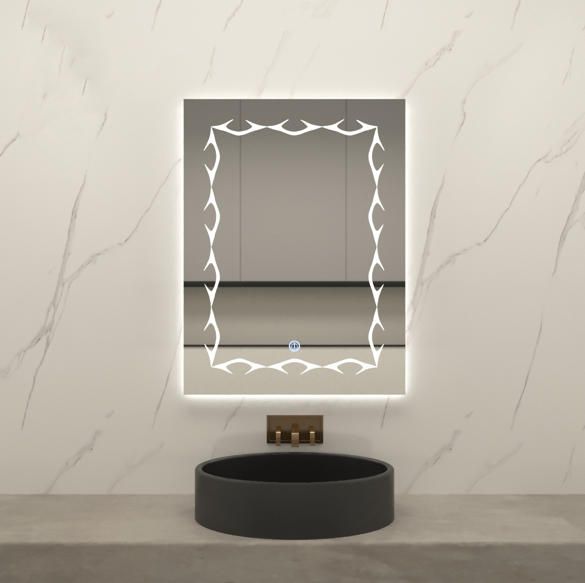 مرآة حمام مع ضوء LED مثبت على الحائط