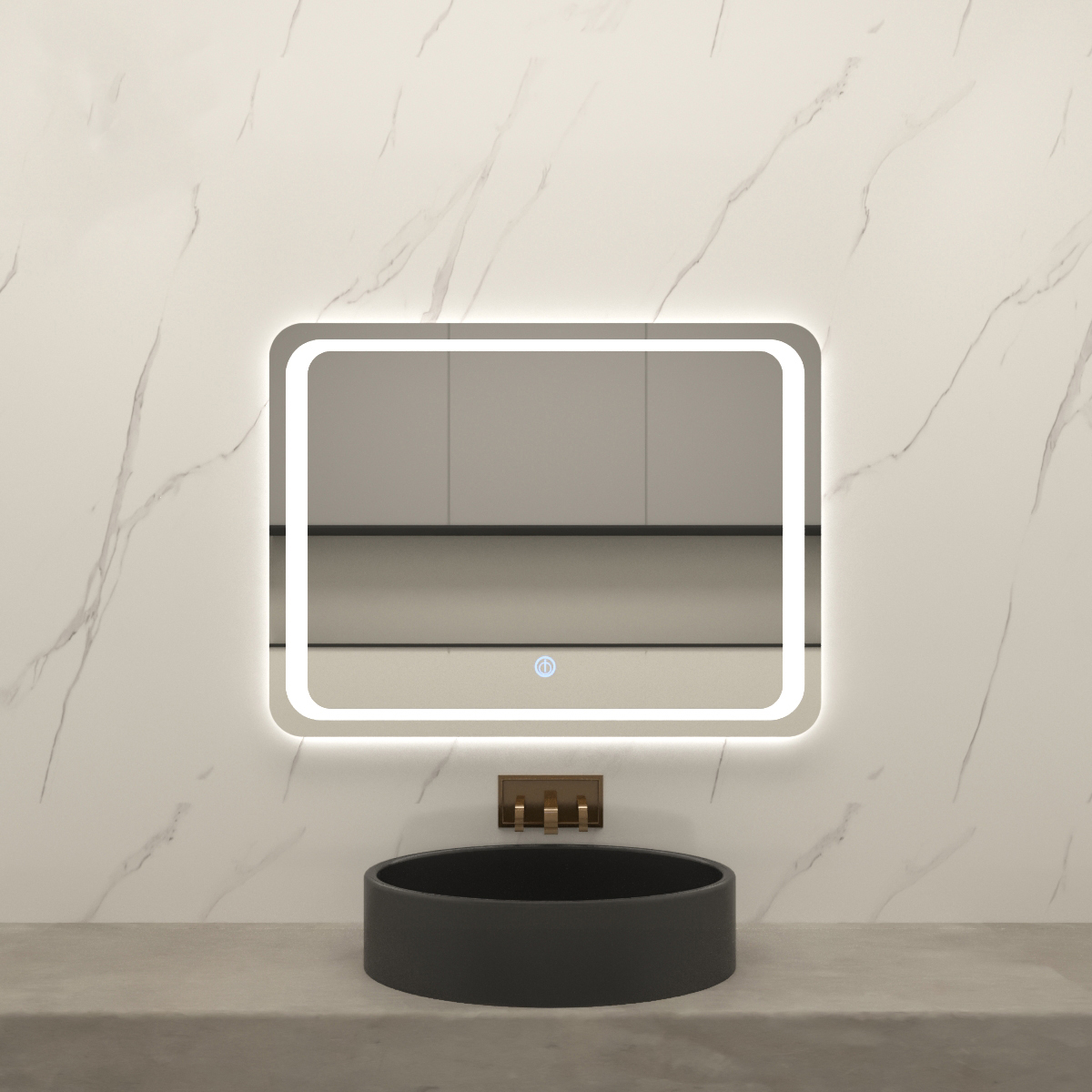 مرآة حمام مع ضوء LED مثبت على الحائط