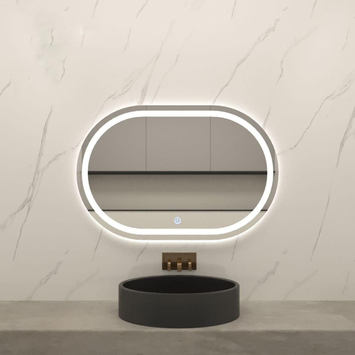 مرآة حمام مع ضوء LED مثبت على الحائط