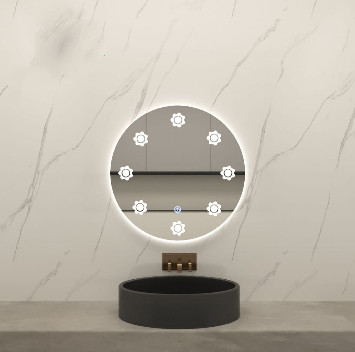 مرآة حمام مع ضوء LED مثبت على الحائط